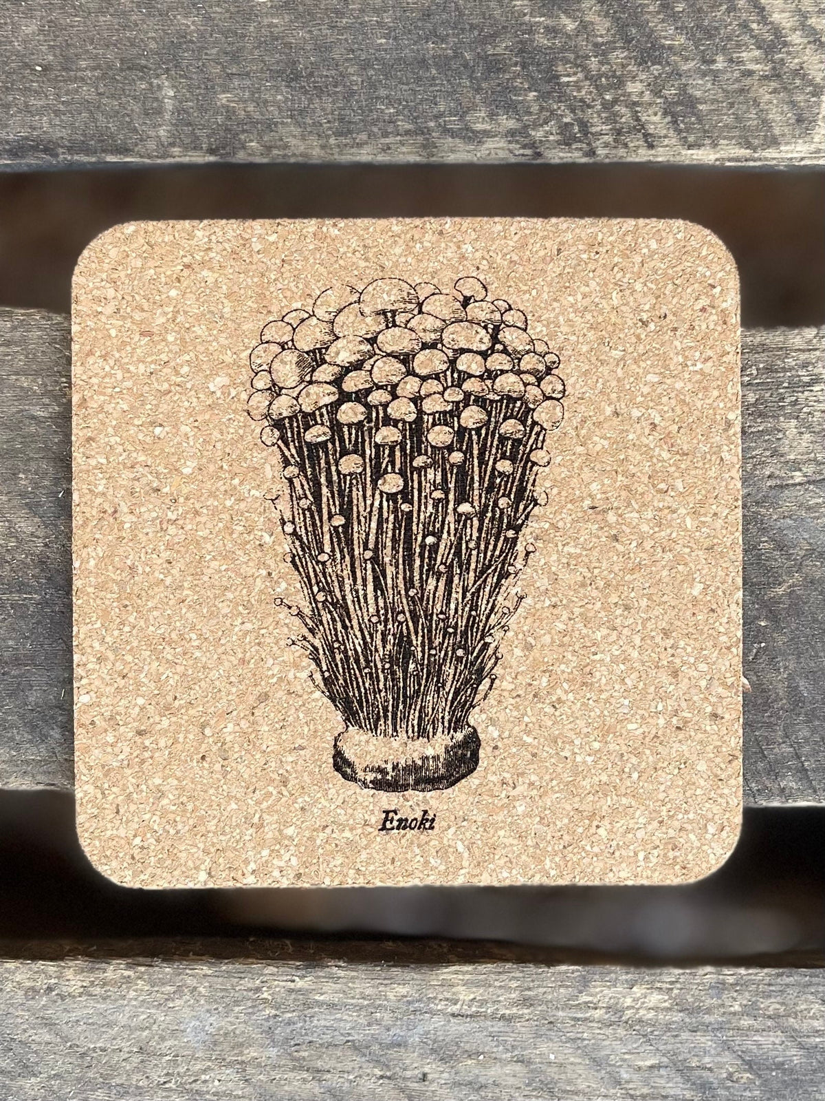 Mushroom Coasters Set | Laser Engraved Cork Set of 4