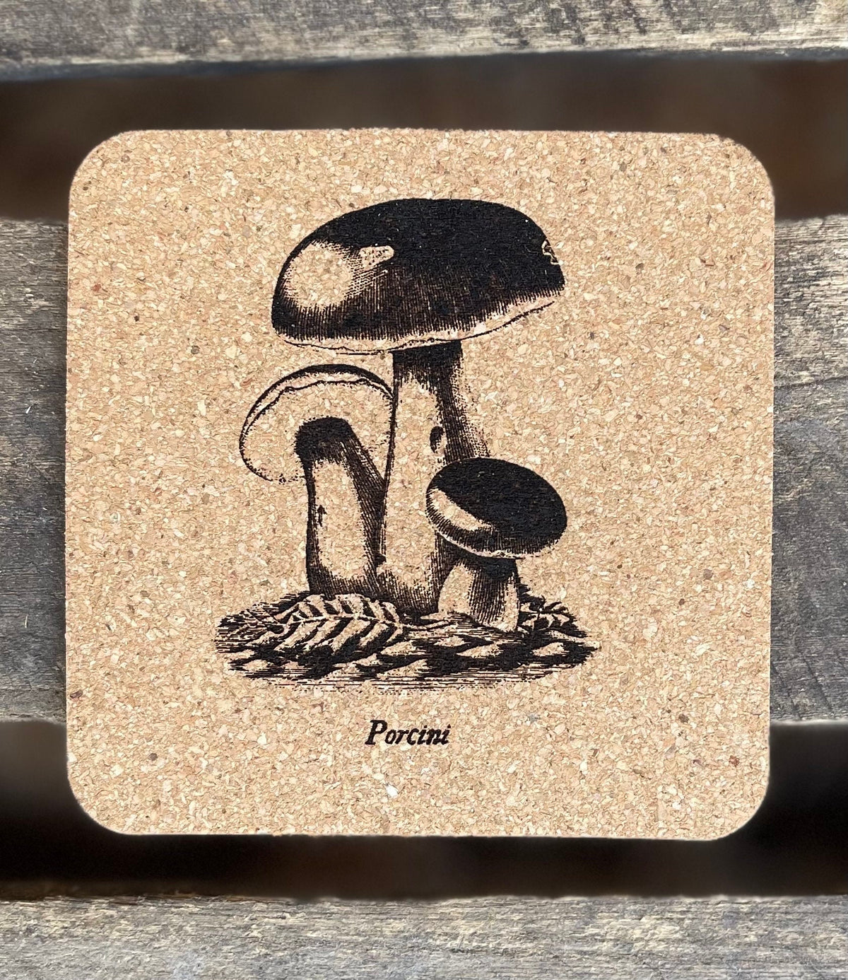 Mushroom Coasters Set | Laser Engraved Cork Set of 4