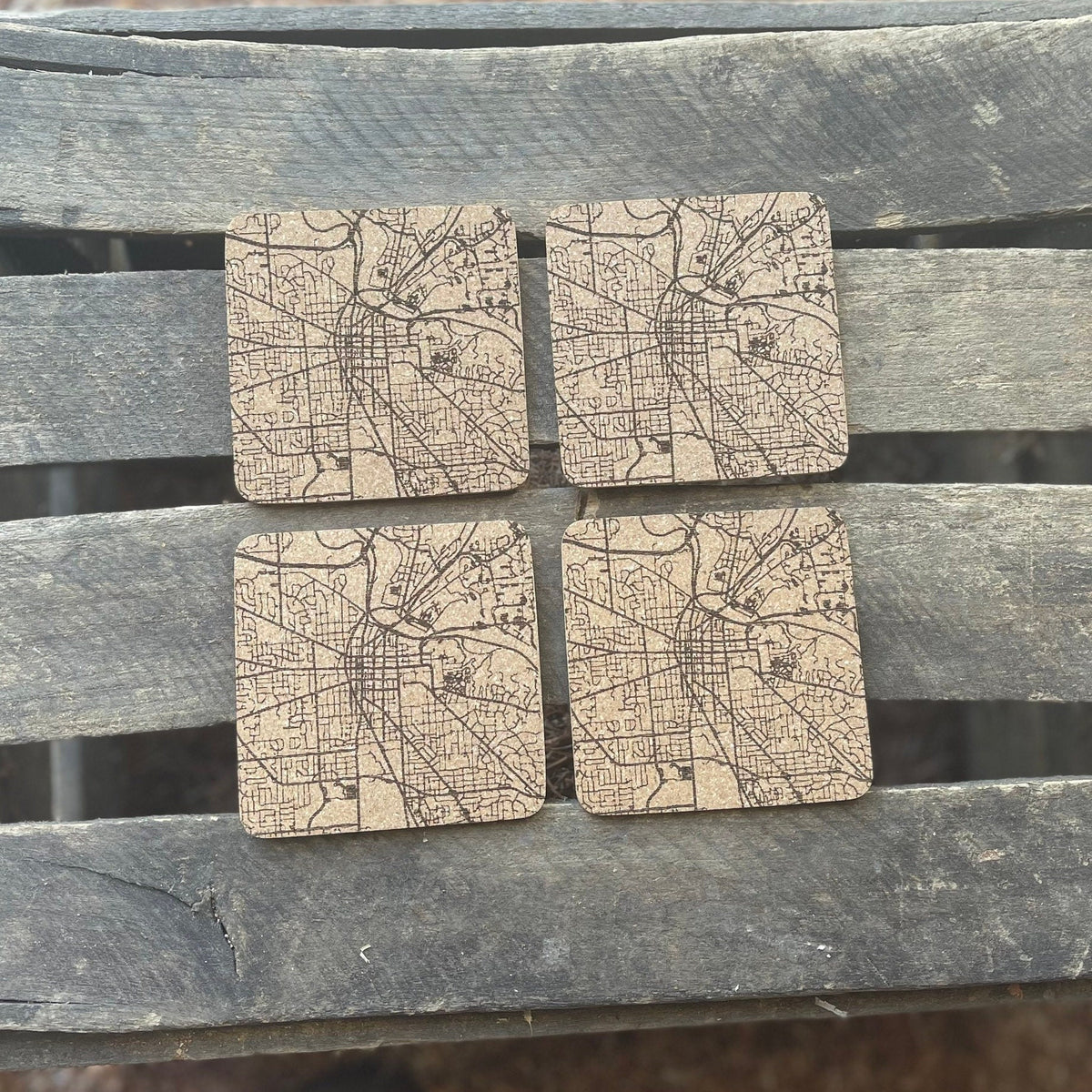 Streets of Ann Arbor Cork Coasters | Laser Engraved Set of 4