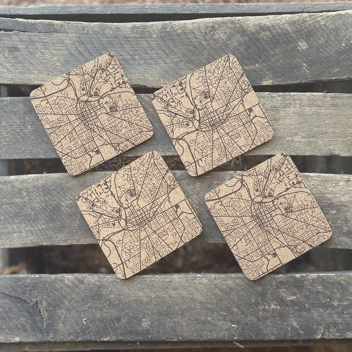 Streets of Ann Arbor Cork Coasters | Laser Engraved Set of 4
