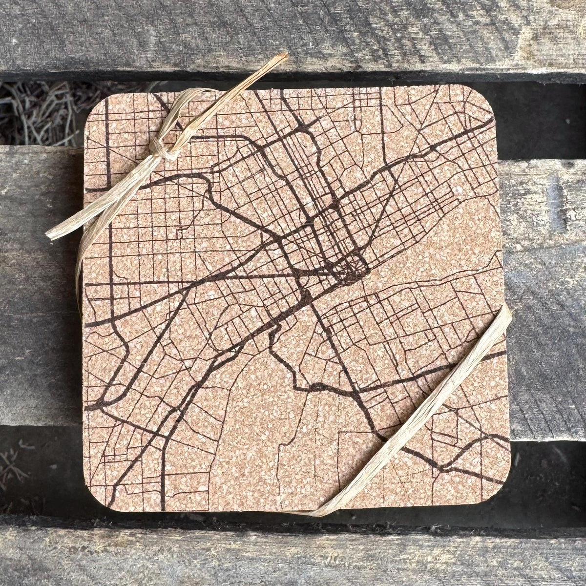 Streets of Detroit Cork Coasters | Laser Engraved Set of 4