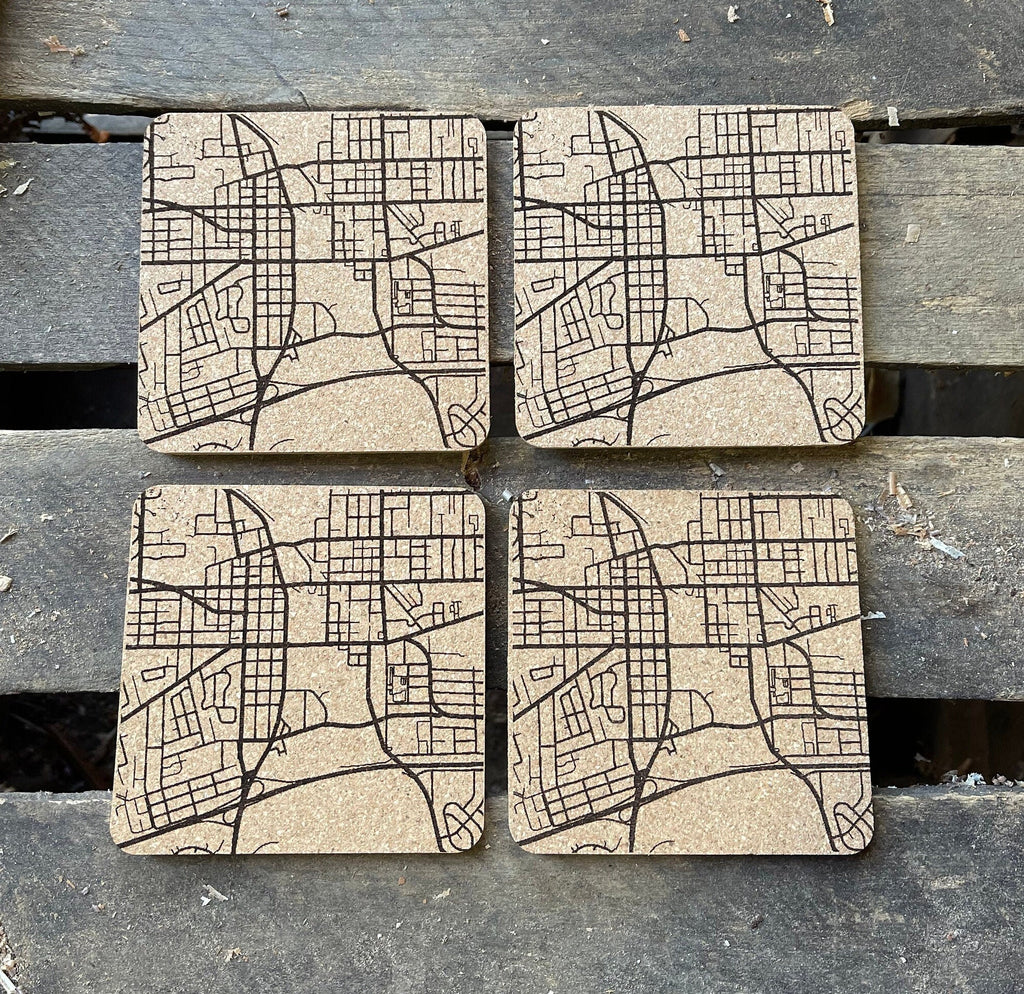 Streets of Ypsilanti Cork Coasters | Laser Engraved Set of 4