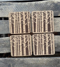 Laser Engraved Birch Forest Cork Coasters, Set of 4