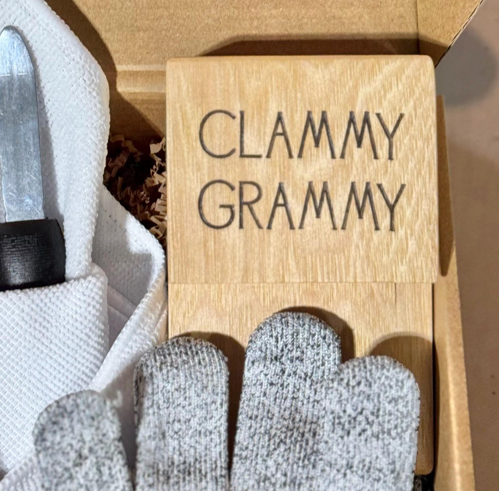 Personalized Oyster Shucking Clamp Kit | Knife, Clamp, Glove & Towel