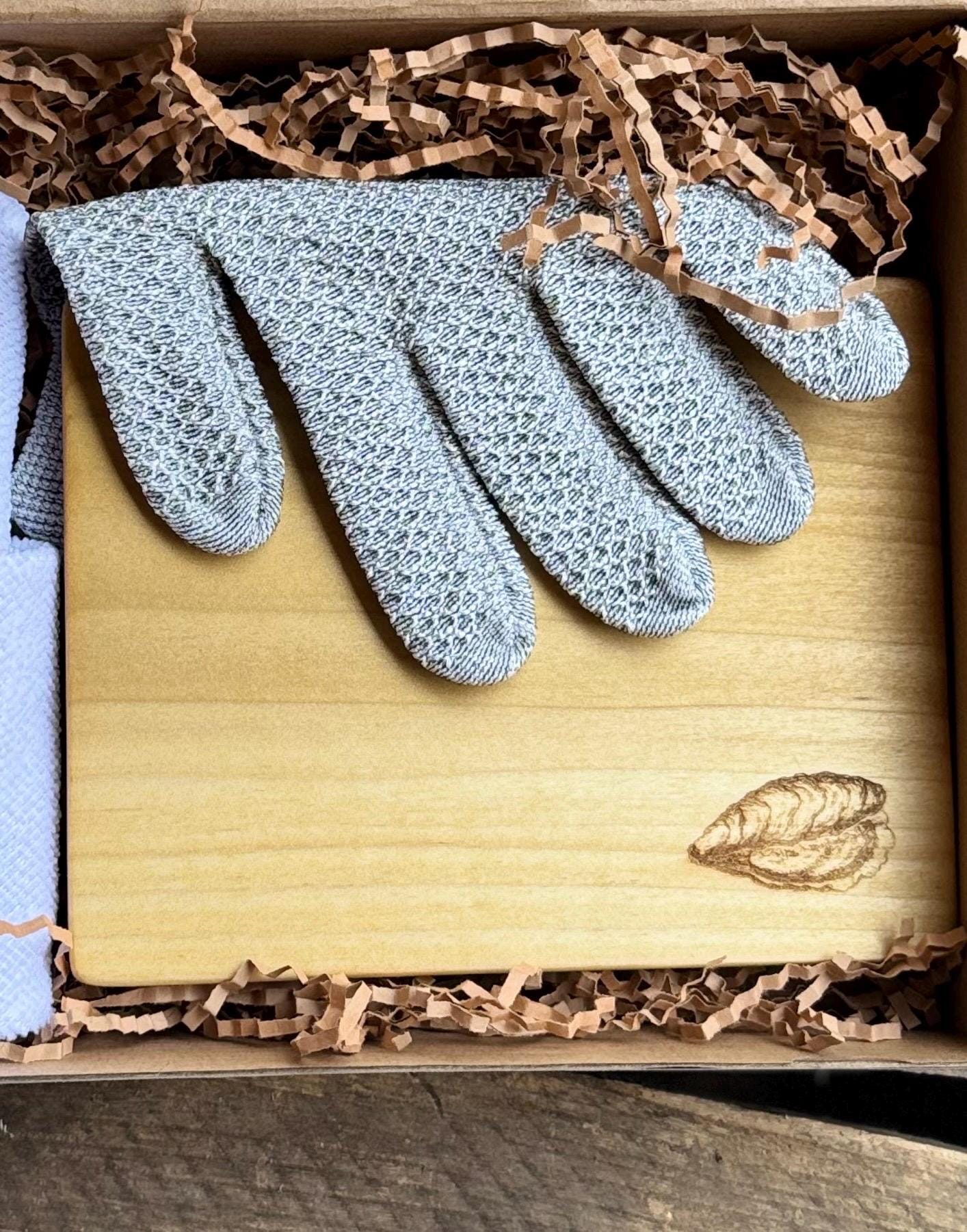 Personalized Oyster Shucking Kit, Knife, Glove, Towel, Ann Arbor Board