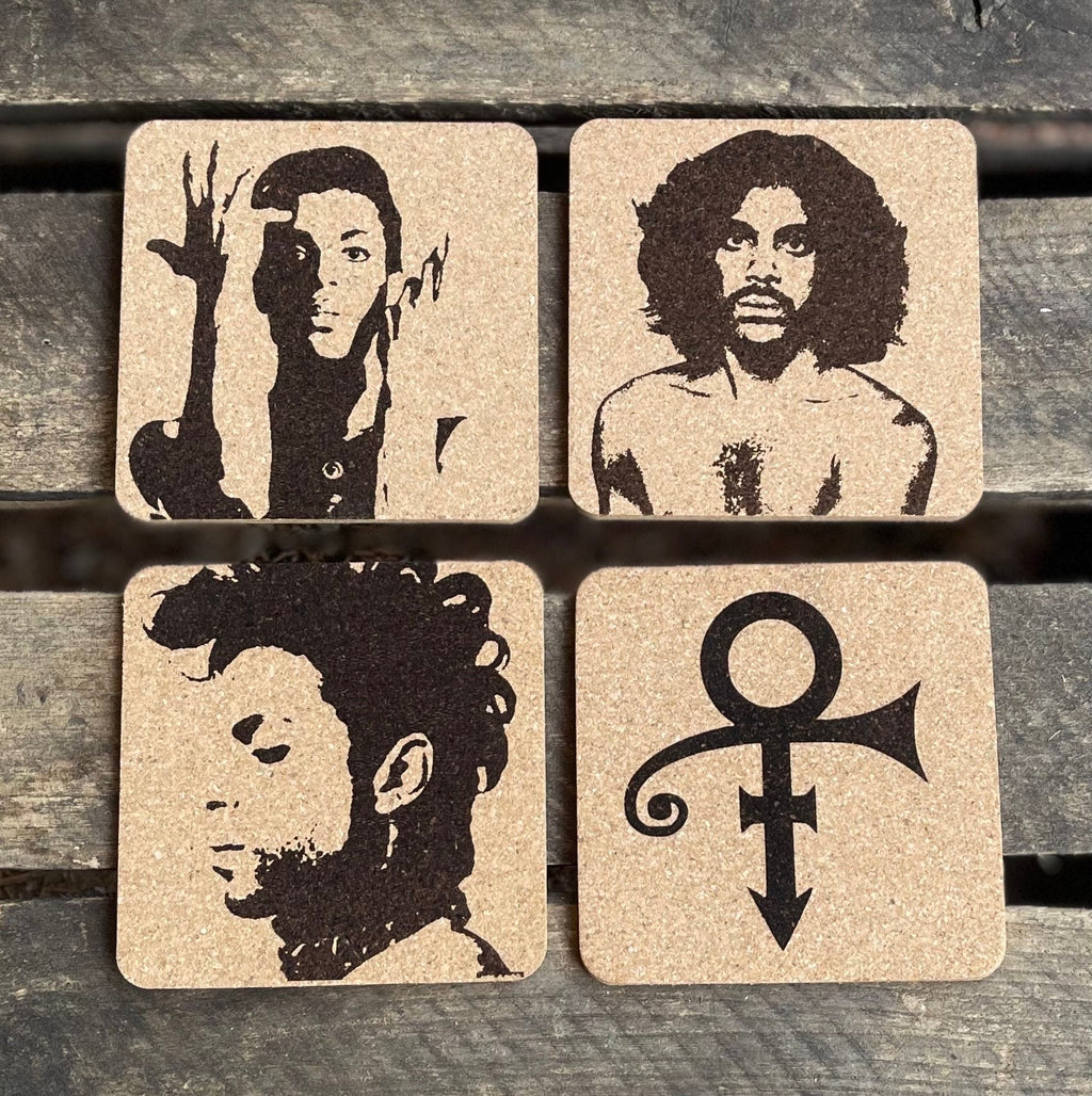 Prince The Artist Cork Coasters | Laser Engraved Set of 4
